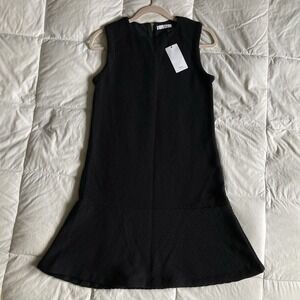 NWT Mango MNG Suit Collection Little Black Dress Mini S/M Stretchy Waffle Flare